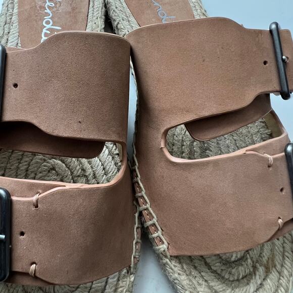 Splendid Blake Buckle Espadrille Leather Slide Sandals Size 6 Coastal Casual - Picture 10 of 10